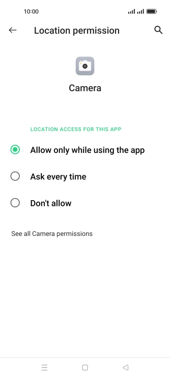 Press the required setting.