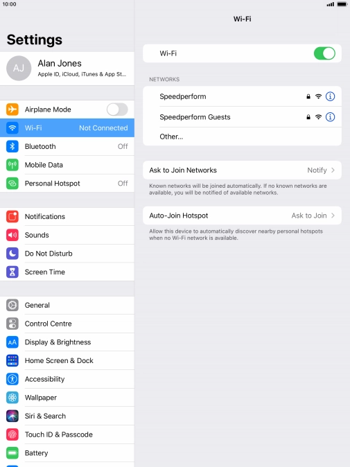 Press the required Wi-Fi network and key in the password for the Wi-Fi network.