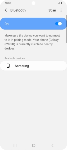 Press the required Bluetooth device and follow the instructions on the screen to pair the device with your phone.