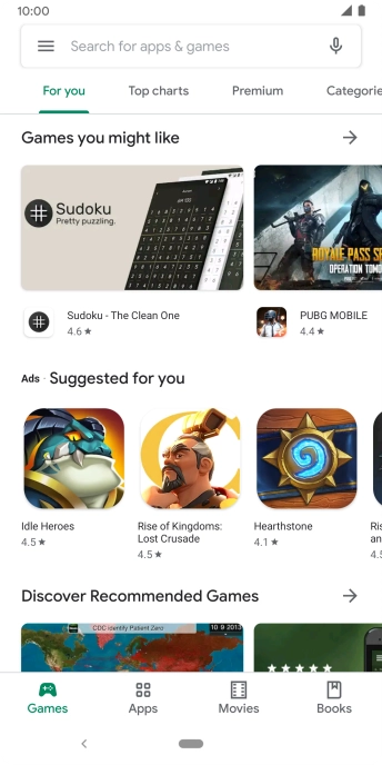 Press the search field.