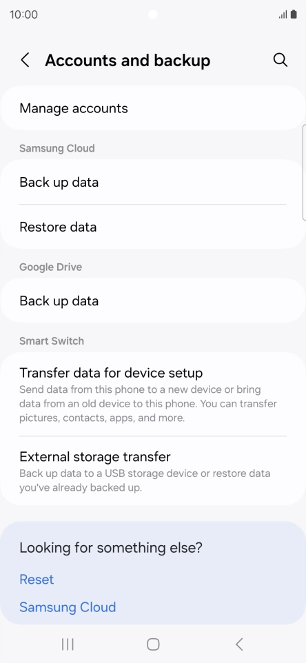 Press Manage accounts.