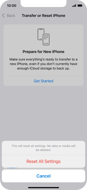 Press Reset All Settings.
