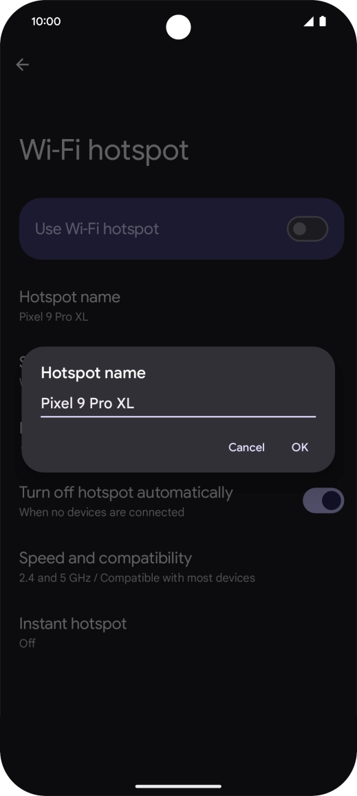 Key in the required Wi-Fi hotspot name and press OK.