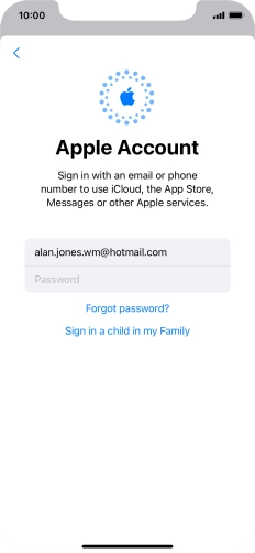 Press Password and key in the password for your Apple ID.