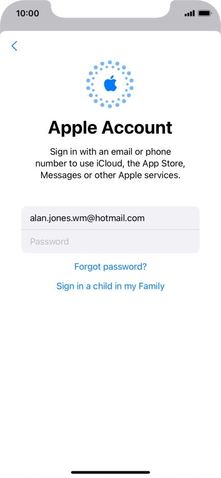 Press Password and key in the password for your Apple ID.