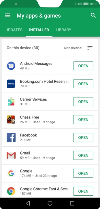 Press the required app.