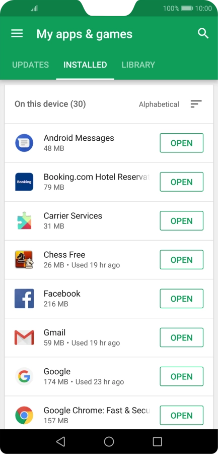 Press the required app.