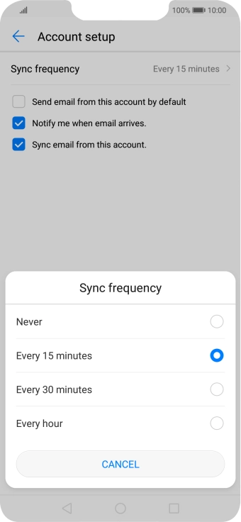 Press the required setting.