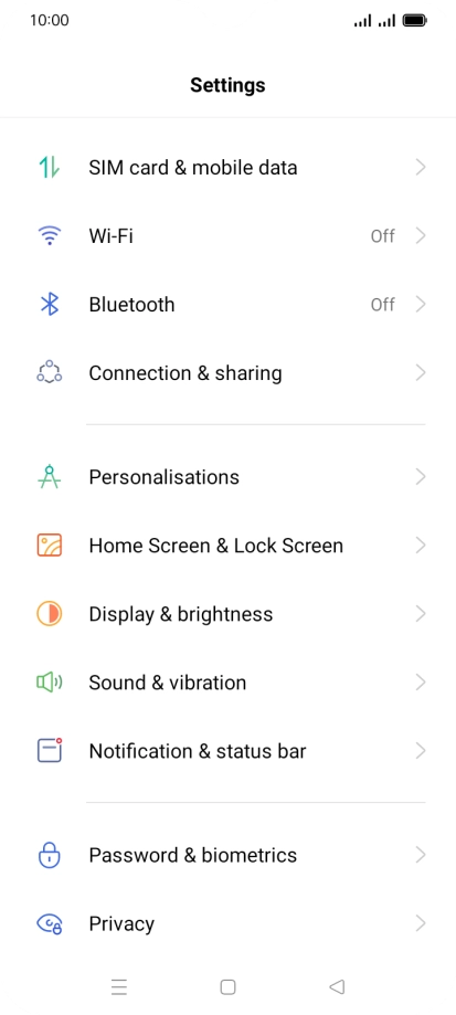 Press SIM card & mobile data.
