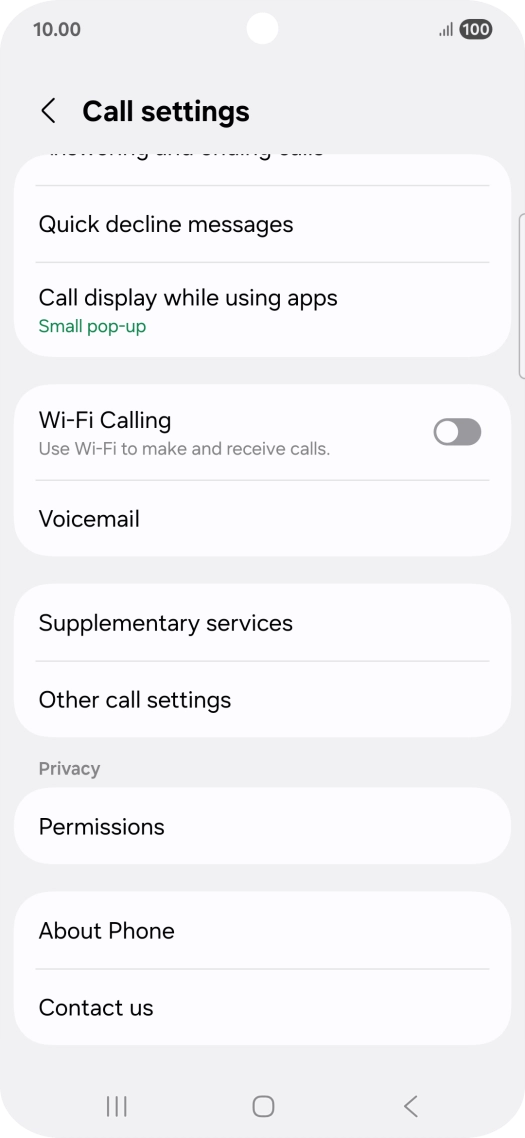 Press Supplementary services.