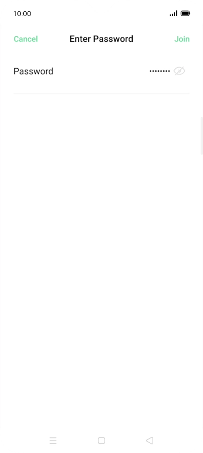 Key in the password for the Wi-Fi network and press Join.