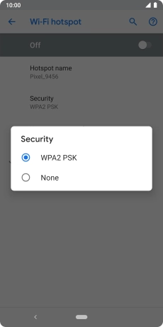 Press WPA2 PSK to password protect your Wi-Fi hotspot.