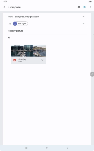 Press the send icon when you've finished your email.