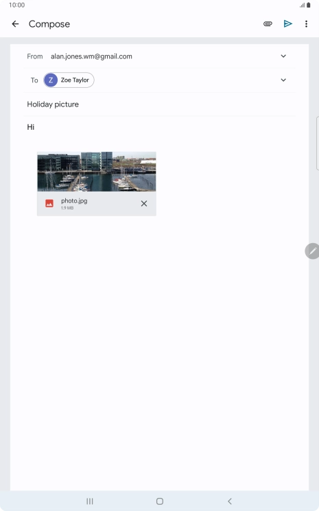 Press the send icon when you've finished your email.