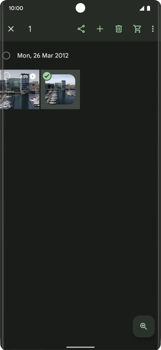 Press the required pictures or video clips to add them.