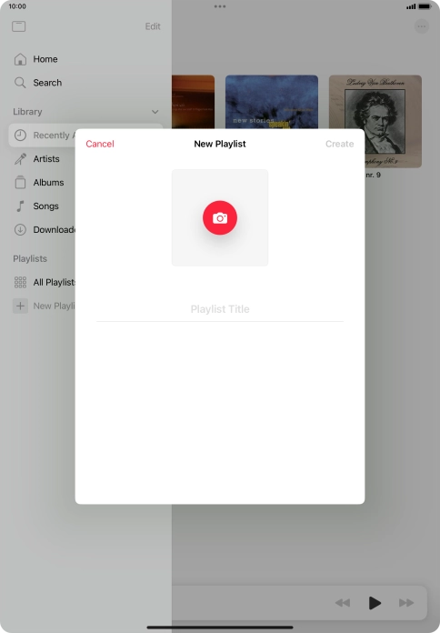 Press the text input field and key in a name for the playlist.