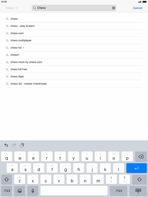 Key in the name or subject of the required app and press enter.