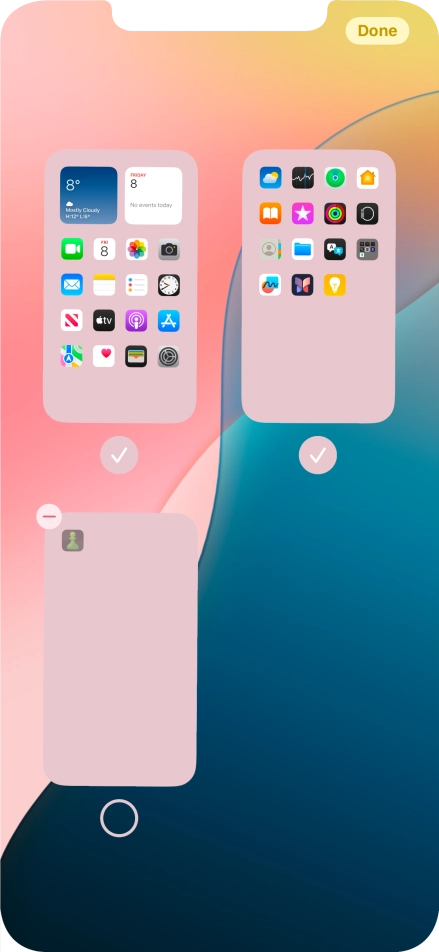 Press the delete icon next to the required home screen page.