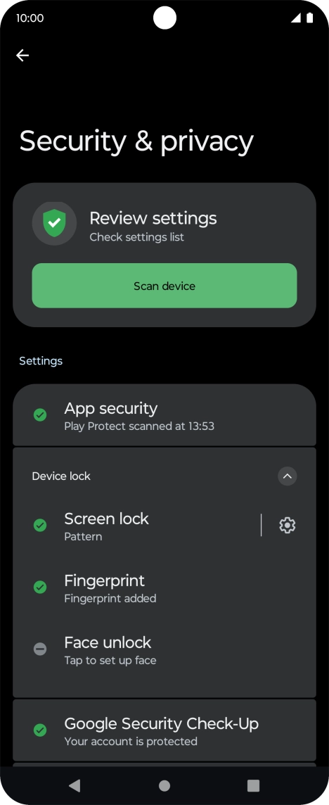 Press Screen lock and key in the additional phone lock code you created earlier.