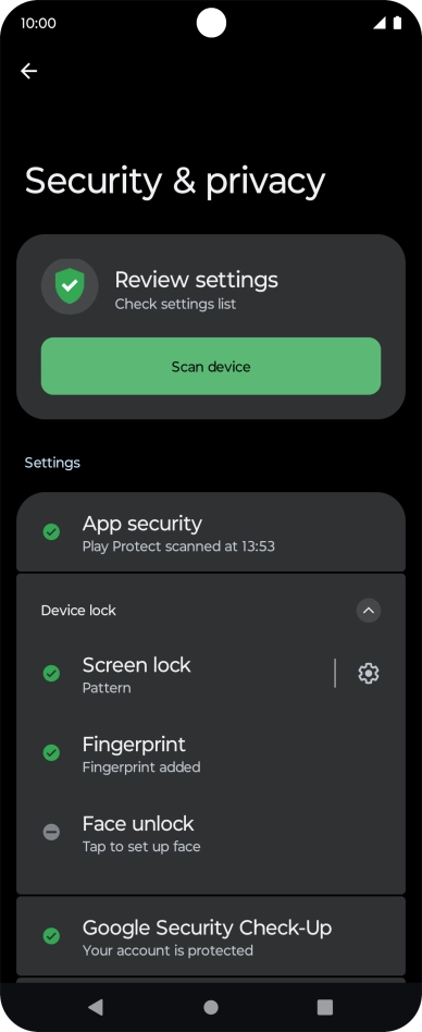 Press Screen lock and key in the additional phone lock code you created earlier.