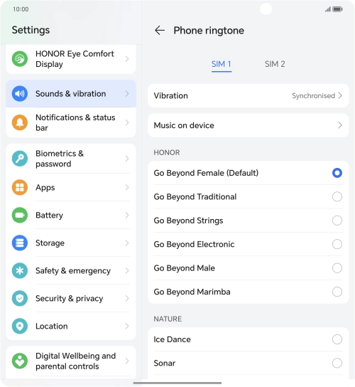 Press the required ring tones to hear them.