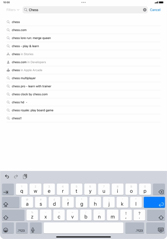 Key in the name or subject of the required app and press enter.