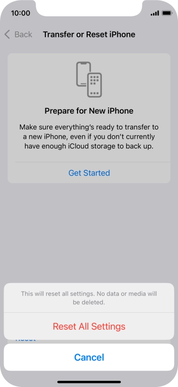 Press Reset All Settings.