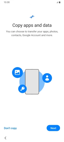 You can transfer the contents of another phone to your phone when it's activated for the first time and after a factory reset. When this screen is displayed, your phone is ready to transfer contents from another phone.