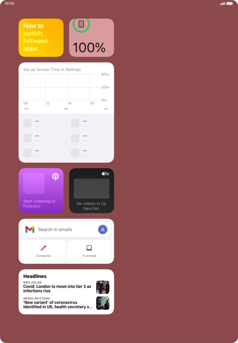 If you're using a Widget Stack: slide up or down on the stack to select the required widget.