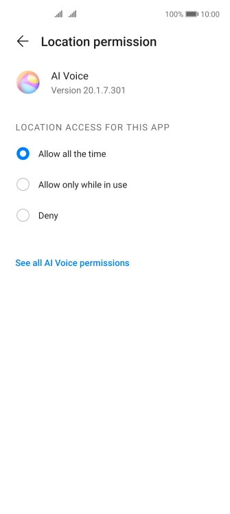 Press the required setting.