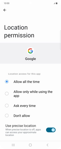 Press the required setting.