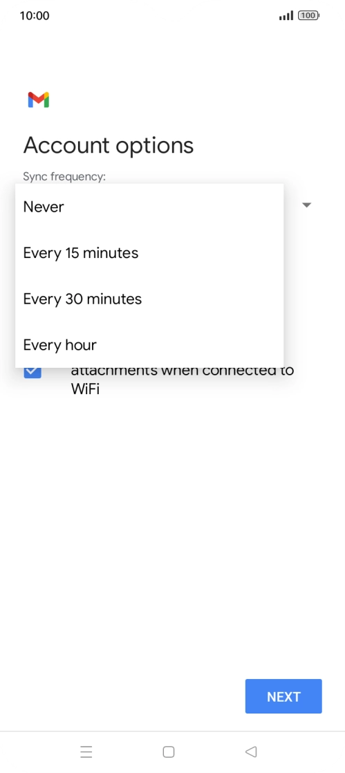 Press the required setting.
