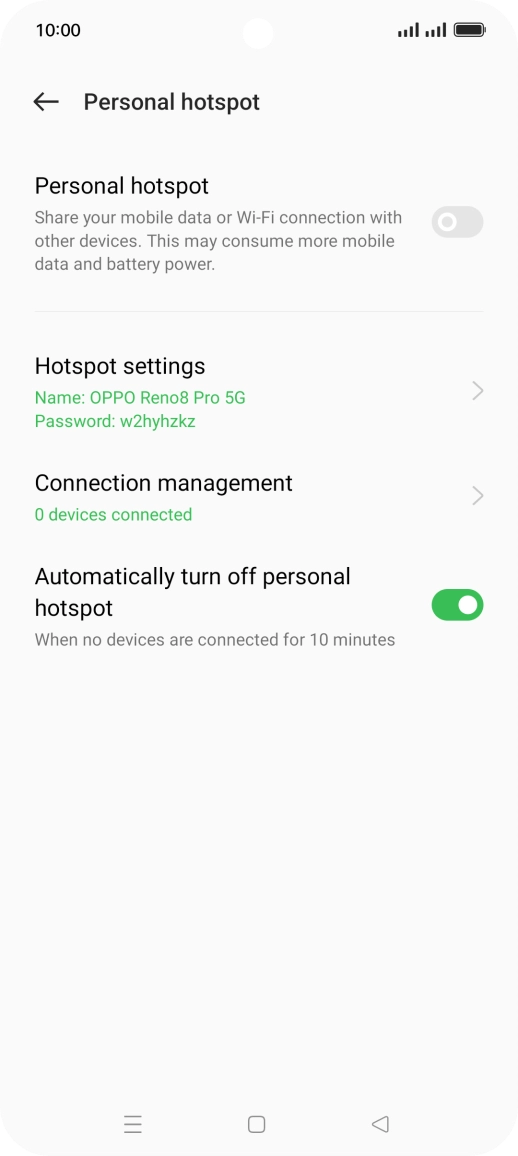 Press Hotspot settings.