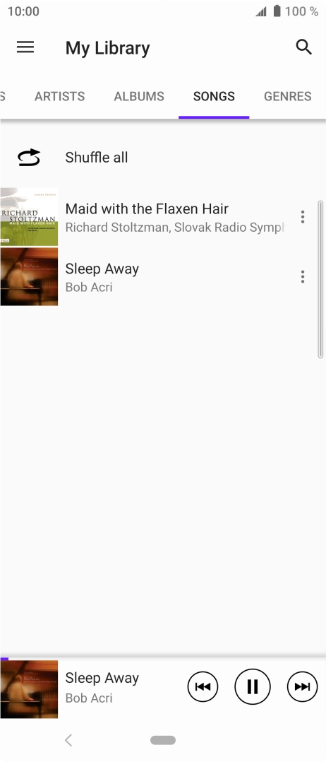 Press the song title at the bottom of the screen.