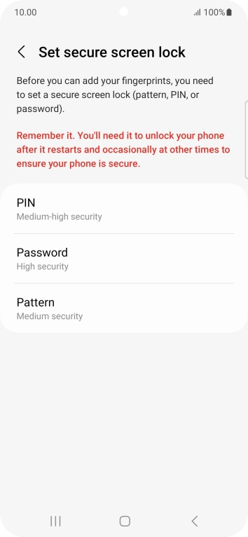 Press the required phone lock code and follow the instructions on the screen to create an additional phone lock code.