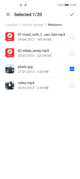 Press the confirm icon.