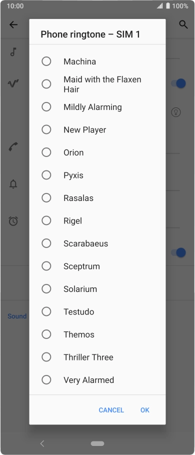 Press the required ring tone.