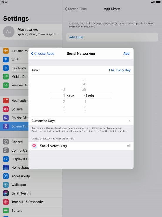 Press Customise Days.