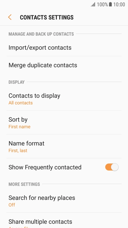 Press Import/export contacts.