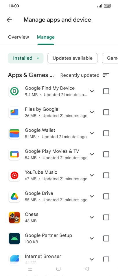 Press the required app.