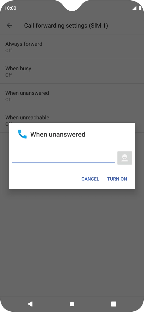 Key in +447953222222 and press TURN ON.