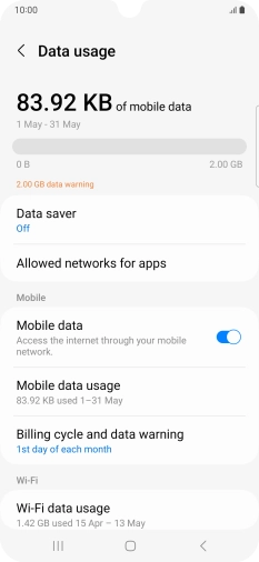 The total data usage is displayed.