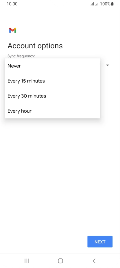 Press the required setting.