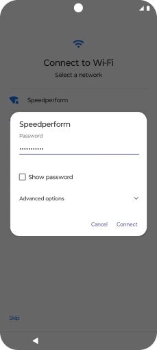 Key in the password for the Wi-Fi network and press Connect.