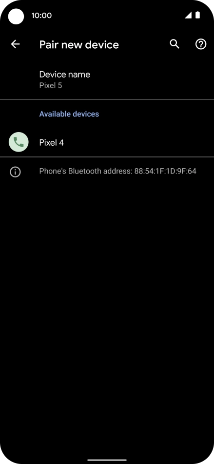 Press the required Bluetooth device and follow the instructions on the screen to pair the device with your phone.
