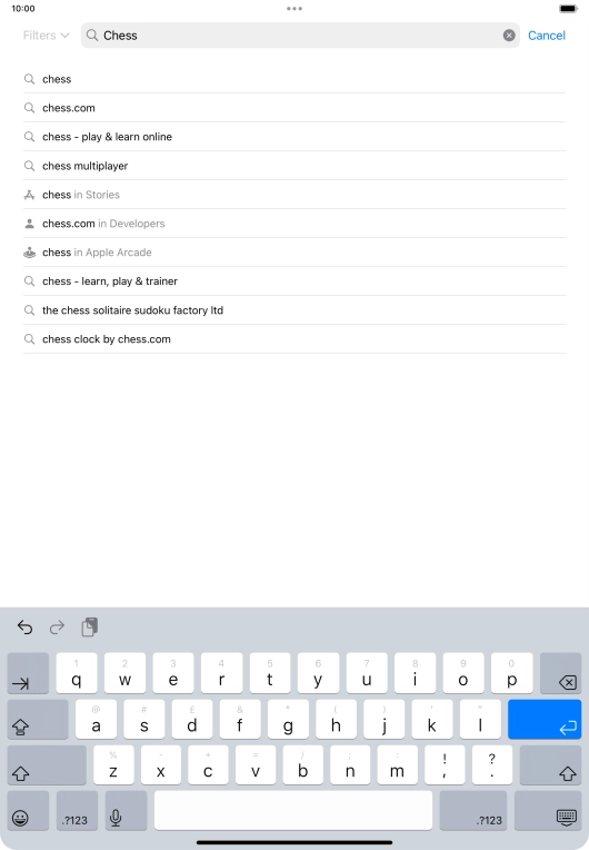 Key in the name or subject of the required app and press enter.
