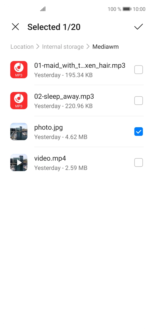 Press the confirm icon.