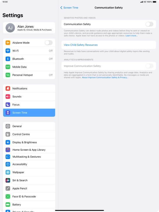 Press the indicator next to 