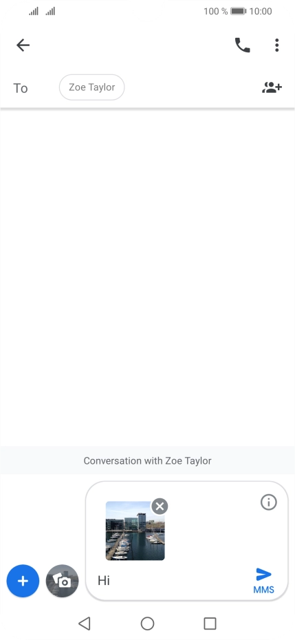 Press the send icon when you've finished your MMS.