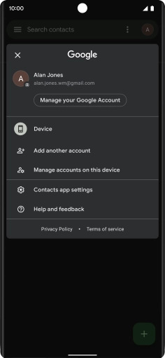 Press Contacts app settings.